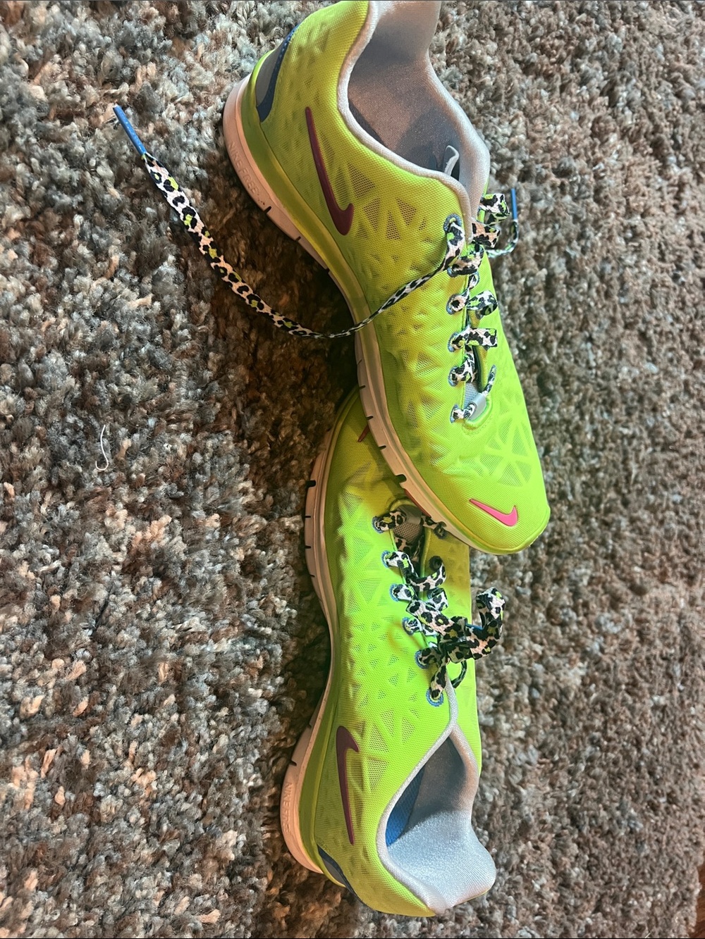 Nike Women’s Neon Yellow Athletic Sneakers with Pink Swoosh